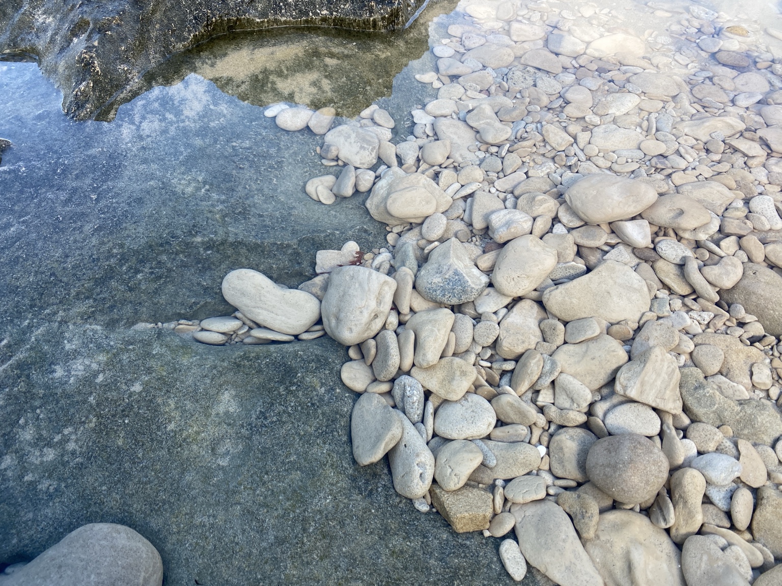 Natural stones under clear water